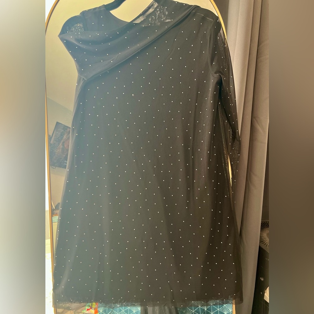 Reserved Black Long Sleeve Dress with “diamond” sparkles. Size M (Small/Medium)